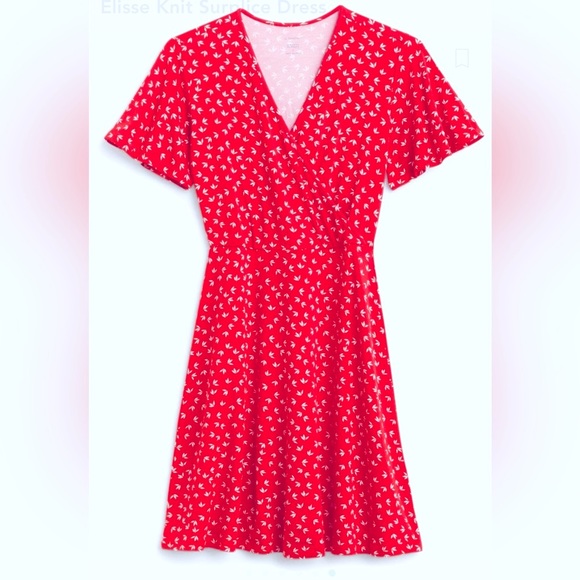 41 HAWTHORN Red Elisse Knit Basque Waist Surplice Dress - Small - Picture 3 of 9